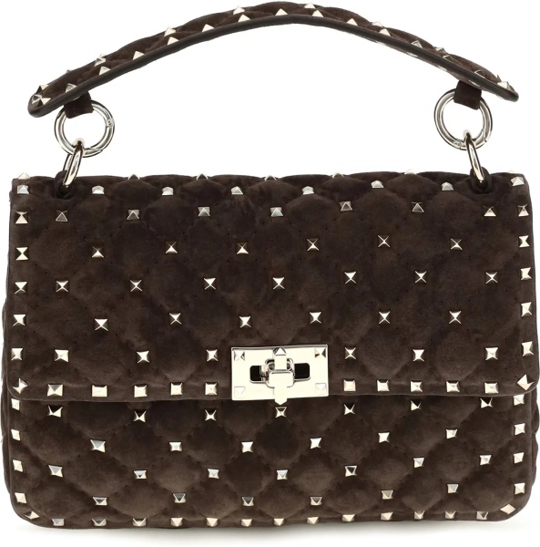 Geanta de umar Medium Rockstud Spike suede Top Handle Bag