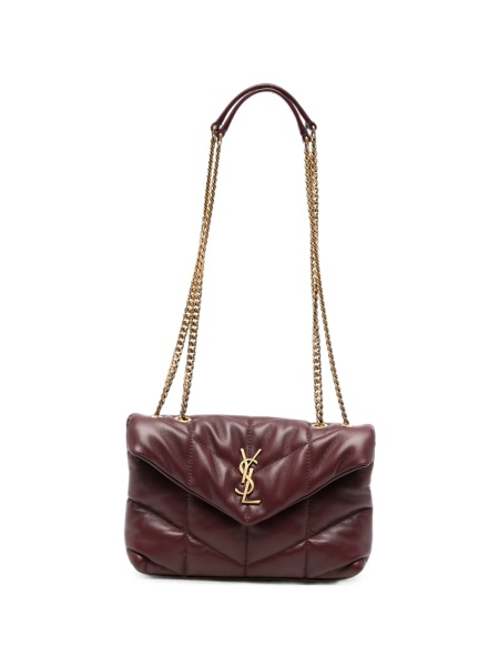 Geanta de umar Saint Laurent Puffer rosie din piele