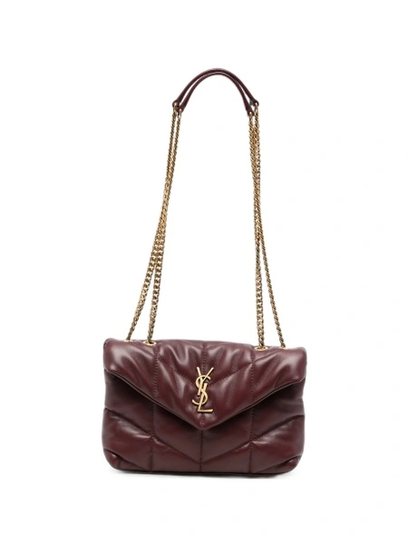Geanta de umar Saint Laurent Puffer rosie din piele