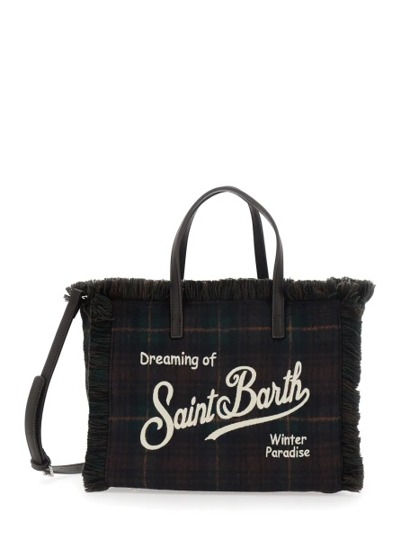 Geanta de umar Shoulder bag COLETTE WOOL N with tartan and brown polyester unisex