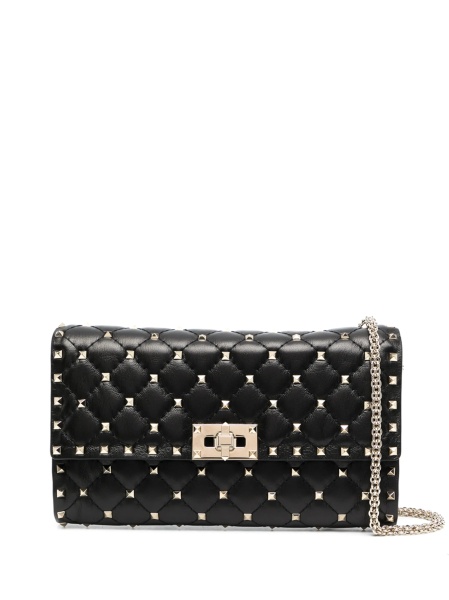 Geanta de umar Valentino Garavani Rockstud Spike neagra din zamak si metal