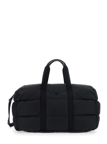 Geanta de voiaj Black Suitcase with Adjustable Shoulder Strap and Logo Patch on Front in Fabric for Men