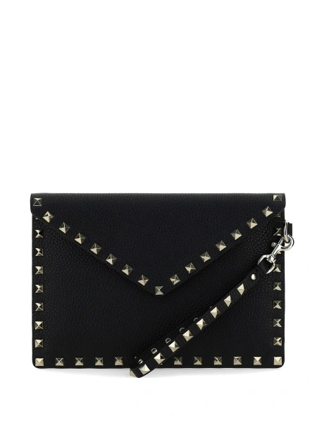 Geanta plic Valentino Garavani Rockstud neagra din piele
