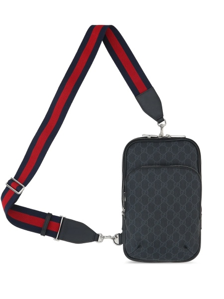 Geanta tip postas Gucci neagra din poliuretan si polyester