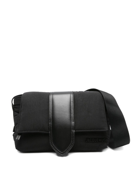 Geanta tip postas JACQUEMUS Bambino neagra din nylon si piele