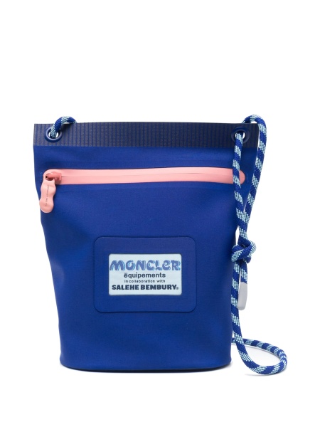 Geanta tip postas Moncler albastra din elastan si poliamida