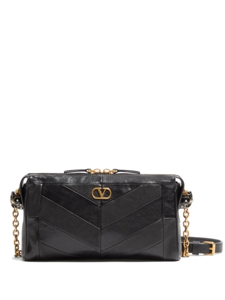 Geanta tip postas Valentino Garavani neagra din piele