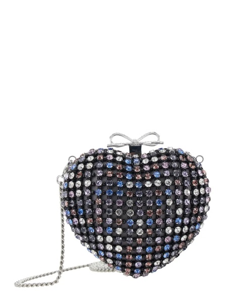 Genti Heart-Shaped Clutch 'Multicoloured' with Pearl Decoration and Tech Fabric Bow Detail - Multicolor - Women