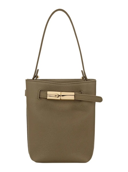 Genti 'Le Smart Flow' Green Mini Bag with Logo Plate on the Front and Adjustable and Removable Shoulder Strap in Leather for Women