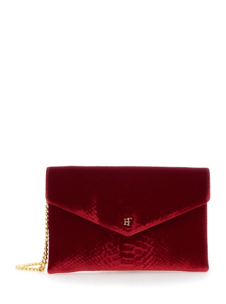 Genti Mini Bag VELVET SMALL POCHETTE with closure and patch in red velvet for women