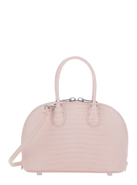Genti Pink Mini Bag with Adjustable and Removable Shoulder Strap and Lizard Effect in Leather for Women