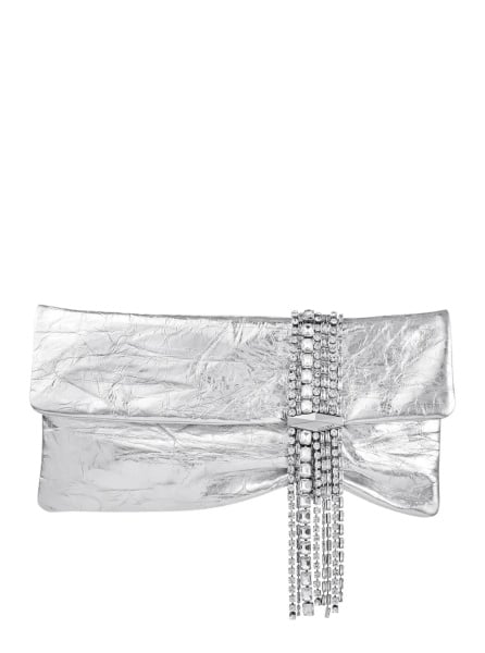 Genti 'Zandra' silver colored Clutch with applied crystals in leather blend for women