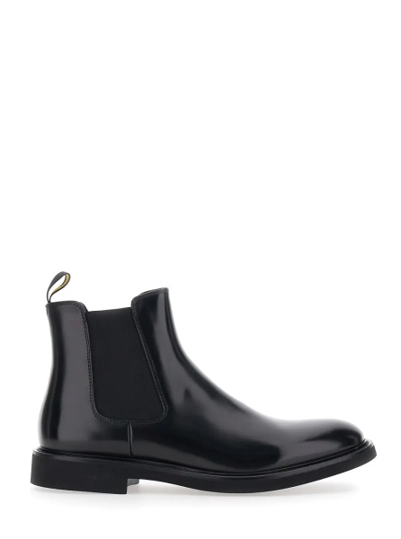 Ghete 'Chelsea' Black boots with elasticated side details and low heel in leather for men