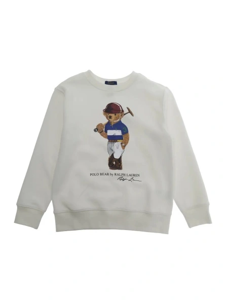 Hanorac Ralph Lauren alb din bumbac 'KNIT-PULLOVER-SWEATSHIRT'