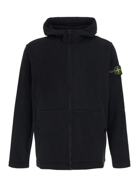 Hanorac Stone Island negru din bumbac