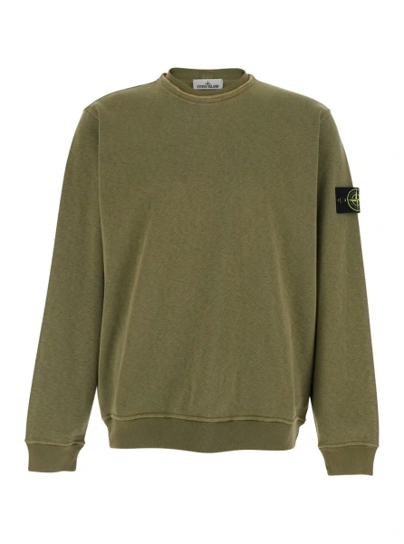 Hanorac Stone Island verde din bumbac