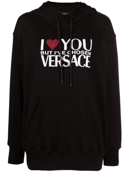 Hanorac Versace negru din bumbac si sticla