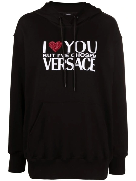 Hanorac Versace negru din bumbac si sticla