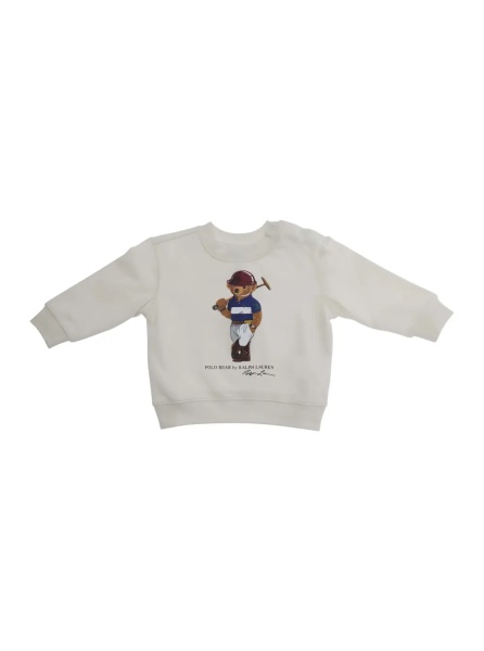 Hanorace Crewneck Sweatshirt with Maxi Logo on the Front in Cotton Blend Baby