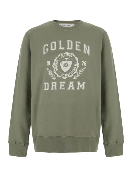 Hanorace Green Crewneck sweatshirt with Logo lettering on the front in cotton for men