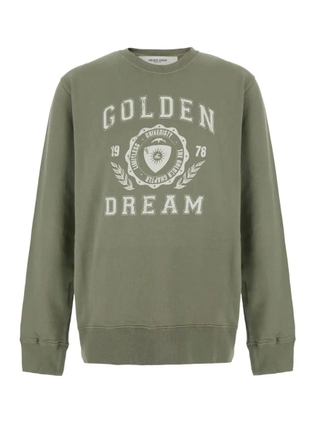 Hanorace Green Crewneck sweatshirt with Logo lettering on the front in cotton for men