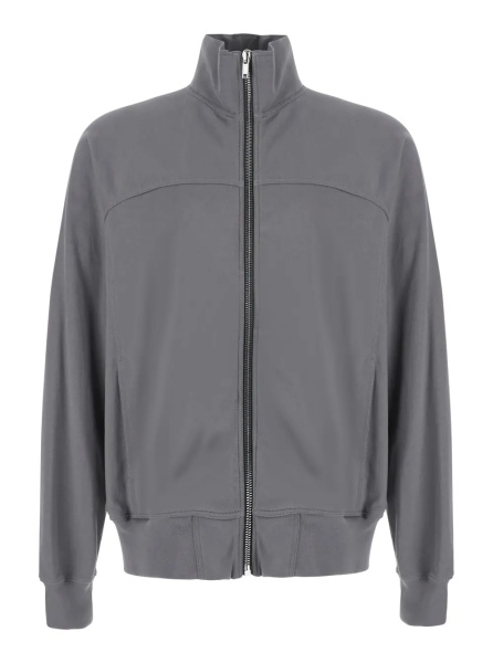 Hanorace Grey Zip-Up Sweatshirt with High Neck in cotton for Men