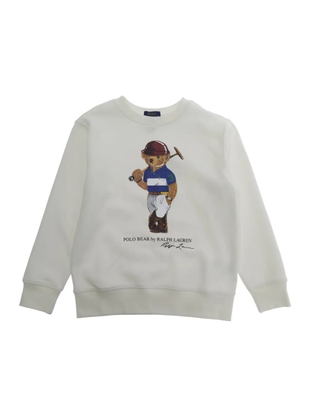 Hanorace White 'KNIT-PULLOVER-SWEATSHIRT' with Long Sleeves and Crew Neck in Cotton