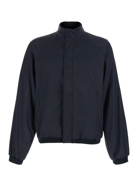 Jacheta Black Jacket with high collar and hidden Web Stripe on the closure in Tech Fabric men