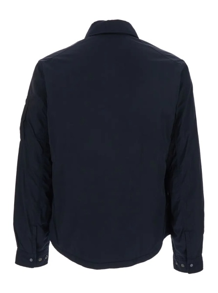 Jacheta Blue Jacket with Classic Collar and Logo Plate on Sleeve in Tech Fabric Man