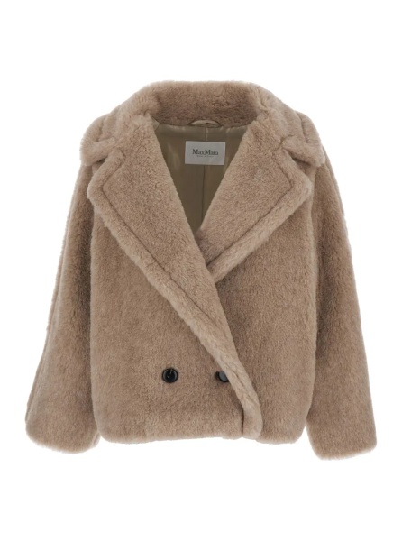 Jacheta 'Cambusa' Beige Jacket Double-breasted with Notched Revers Wide in Fur Woman