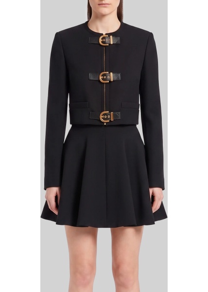 Jacheta Crop Natté Wool Jacket