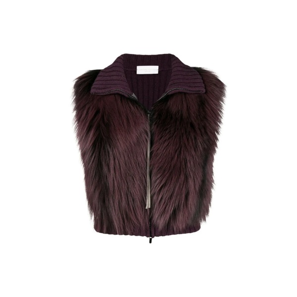 Jacheta Fabiana Filippi Fox Fur Knitted Vest Jacket