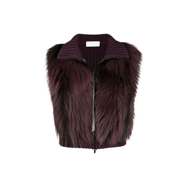 Jacheta Fabiana Filippi Fox Fur Knitted Vest Jacket