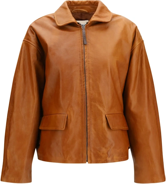 Jacheta Glossy leather Jacket with back martingale