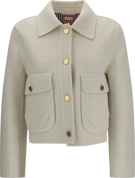 Jacheta Thom Browne alba din lana si casmir