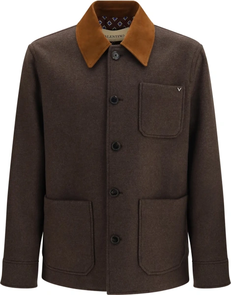 Jacheta Wool Jacket with suede collar