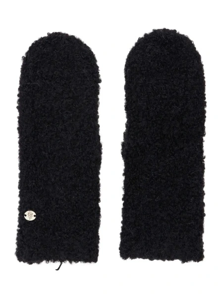 Manusi 'Elissy' mittens with front logo patch in wool blend women