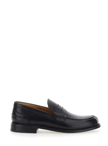 Mocasini Black Loafers with Almond Toe in Leather for Men