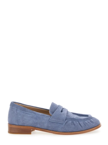 Mocasini Blue "Revue" Loafers with Rounded Toe in Leather Women