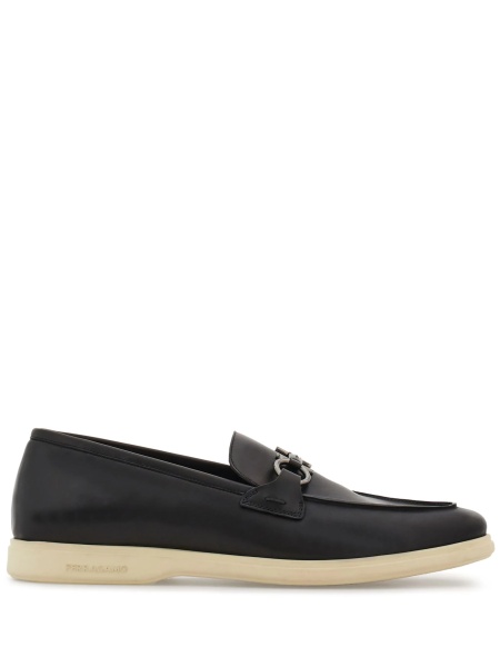 Mocasini Ferragamo gancini negri din piele