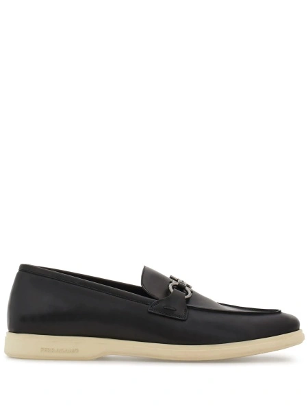 Mocasini Ferragamo gancini negri din piele