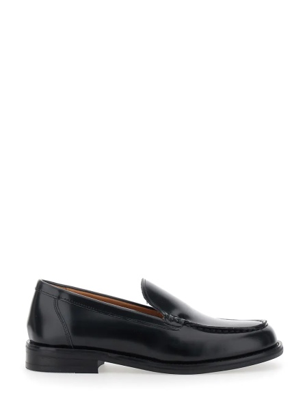 Mocasini 'Linn' Black Loafers with rounded toe in leather for women