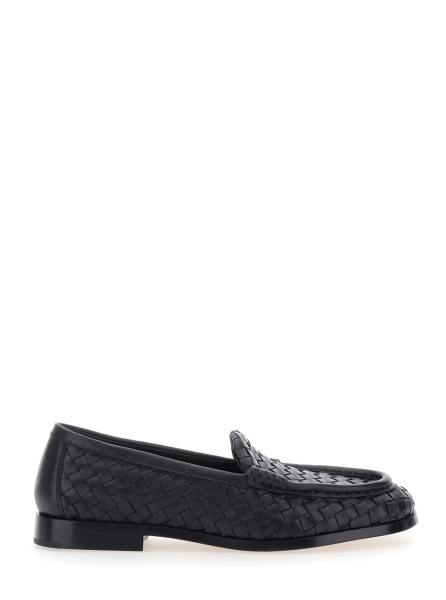 Mocasini 'Silenzio' Black Loafers with Rounded Toe and Intreccio in Leather for Women