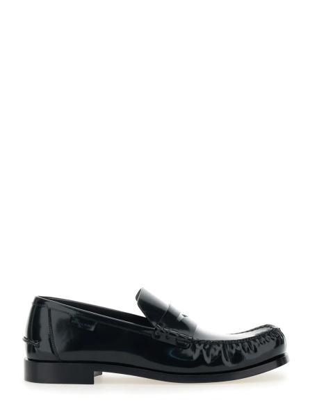 Mocasini 'Truman' Black Loafers with Side Logo Patch in Leather Man