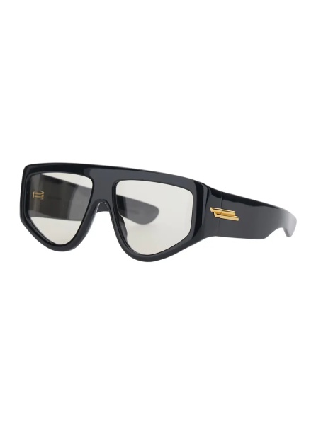Ochelari Black Sunglasses with square design and gold color detail on the temples in acetate for women
