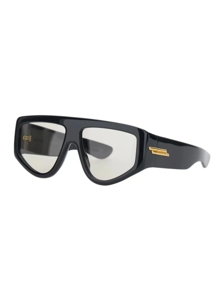 Ochelari Black Sunglasses with square design and gold color detail on the temples in acetate for women