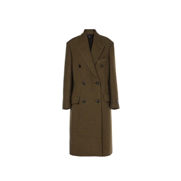 Palton Acne Studios Checked Double-Breasted Wool Blend Coat