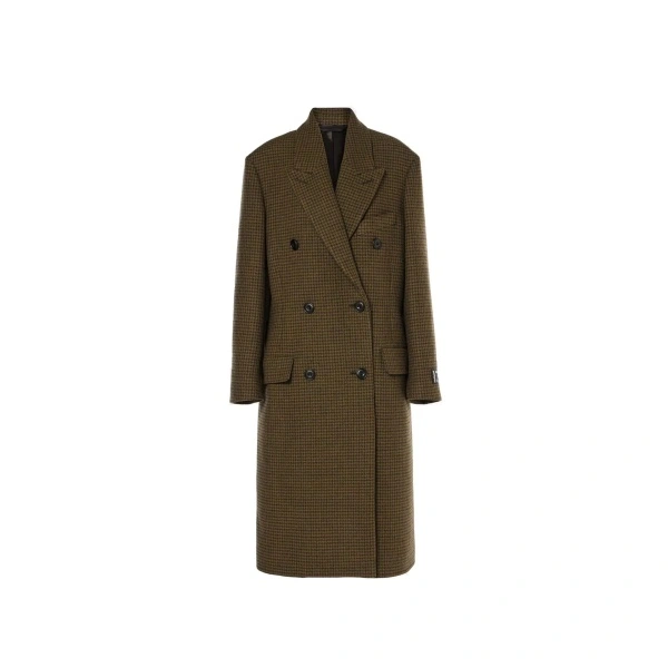 Palton Acne Studios Checked Double-Breasted Wool Blend Coat