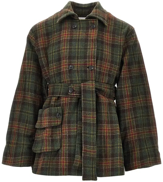 Palton Check wool double-breasted coat