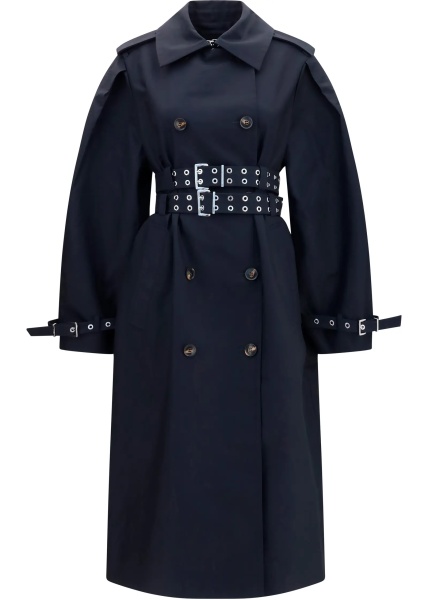 Palton Double-breasted cotton Trench Coat with double belt